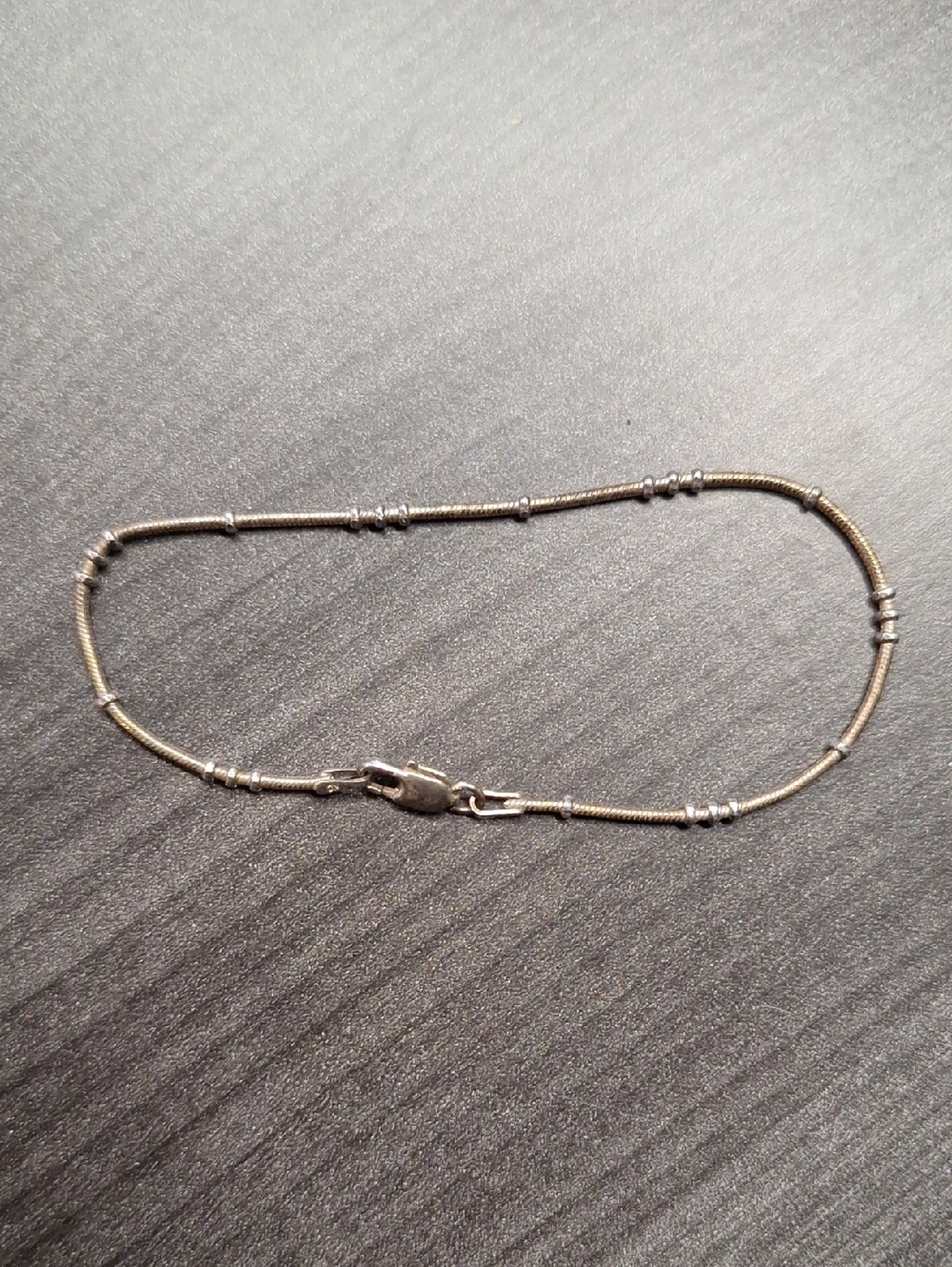 Vintage Italian 925 Sterling Silver Bar, Ball, Bead Chain Bracelet